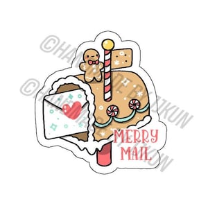 Słodka piernikowa skrzynka pocztowa Szczęśliwa poczta Słodki kawaii #happymail Boże Narodzenie Święta Pozdrowienia świąteczne Korespondencja SnailMail Naklejka Płatki