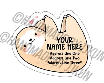 Sweet Lazy Sloth Pastel Kawaii Cute Chunky Chubbers Custom SnailMail Return Address Label Sticker Flakes