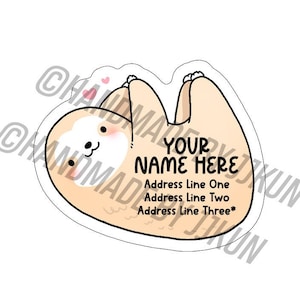 Sweet Lazy Sloth Pastel Kawaii Cute Chunky Chubbers Custom SnailMail Return Address Label Sticker Flakes