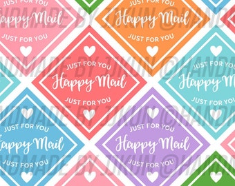 Cuore "Happy Mail" con diamante, solo per te, busta Mailart per posta tradizionale, arcobaleno #happymail, adesivi decorativi colorati