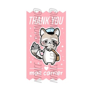 Guaxinim "Obrigado Carteiro" Kawaii Acenando Bilhete de Panda de Lixo #happymail Bonito Funcionário dos Correios Carregando Cartas Adesivos de Agradecimento Flocos