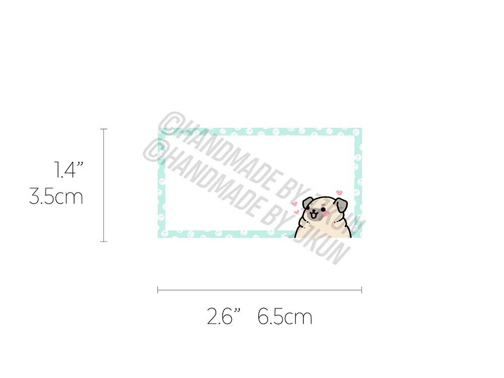 Doggo Label Fawn Pug Mail Puppy Doggo Pup Pupper Pet Mint Green Cute Kawaii PDT ...
