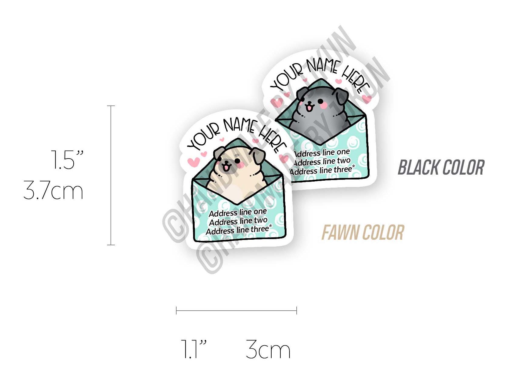 Doggo Label Pug Mail Fawn Black Puppy Doggo Pup Pupper Pet Mint Green Cute Kawaii ...