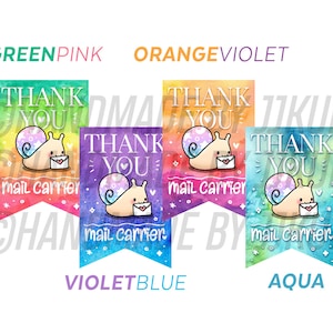 Brief tragende Schnecke "Danke Briefträger" Regenbogen Aquarell bunt Snailmail Postangestellter Wertschätzung Flagge Aufkleber Flakes