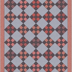 Może przedstawiać: Wzór kołdry z powtarzającym się wzorem rombów. Romby są w odcieniach różowego i szarego.