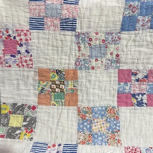 Large Feedsack Nine Patch Pillow Cover 19x22. #2