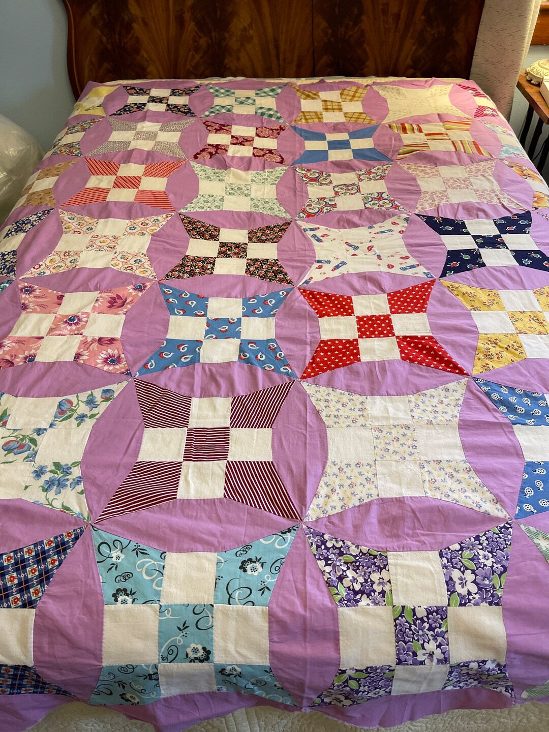 Antique Reduced Nine Patch Quilt TOP Etsy