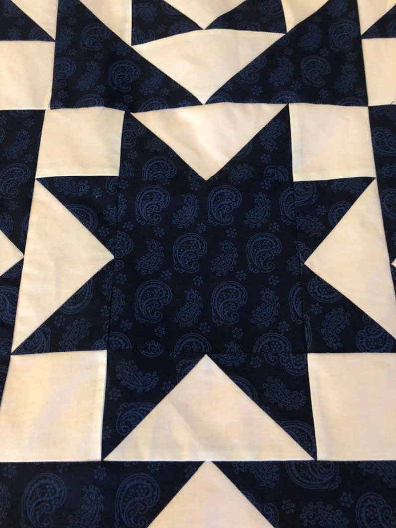 Midnight Blue and White Quilt Top