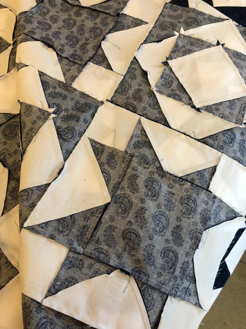 Midnight Blue and White Quilt Top