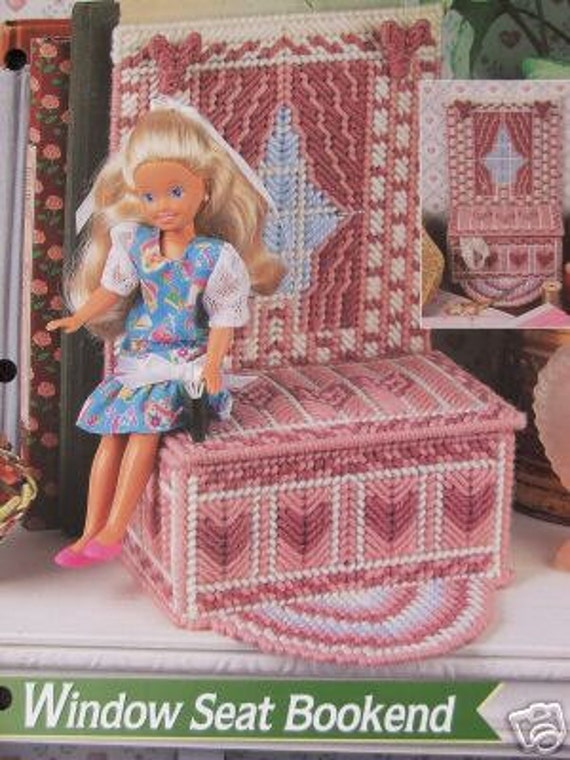 Items similar to Plastic Canvas Barbie Fashion Doll Pattern WINDOW SEAT Bookend / Storage Box on