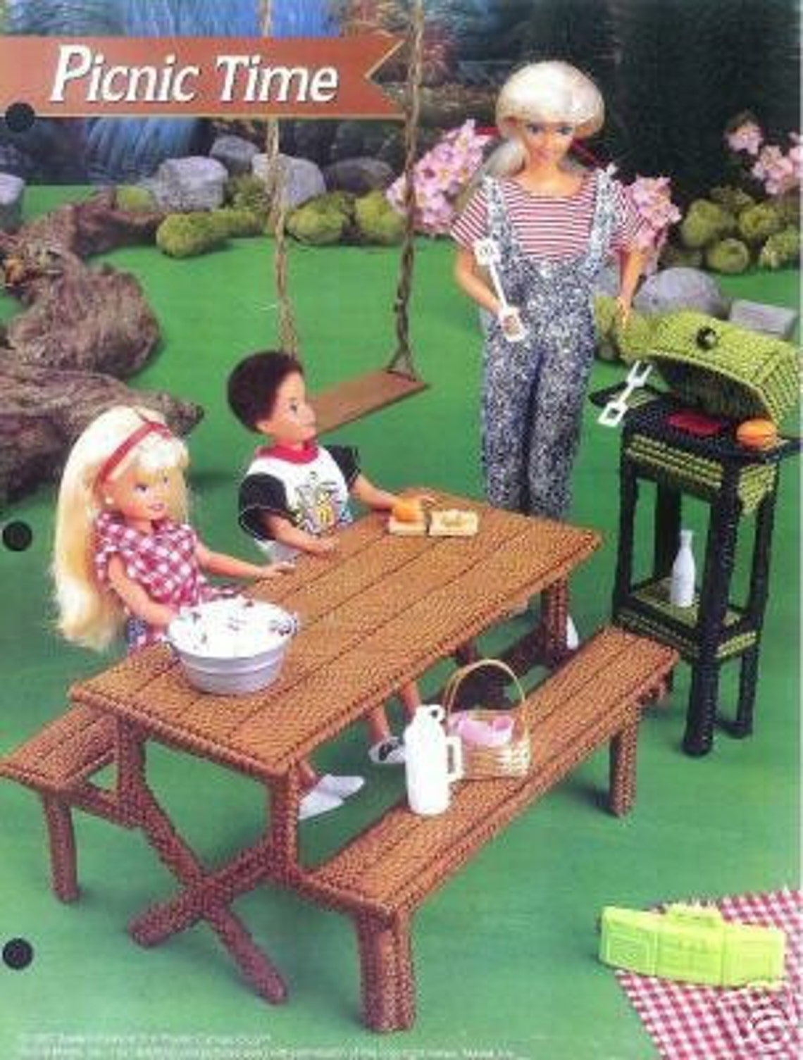 Plastic Canvas Barbie Fashion Doll Pattern PICNIC TABLE & BBQ Etsy