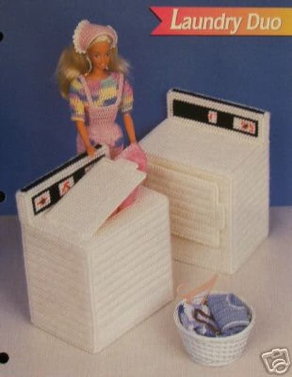 Plastic Canvas Barbie Fashion Doll Pattern WASHER & DRYER Laundry Duo 