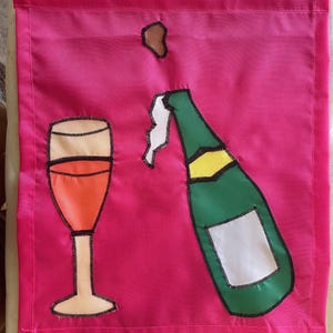 Champagne Bottle and Glass Celebration / Party Garden Flag