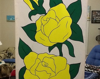 Yellow Rose Garden Large Decorative Flag