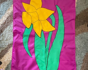 Daffodil Flower / Spring / Summer Seasonal Welcome Handmade Large Decorative Flag