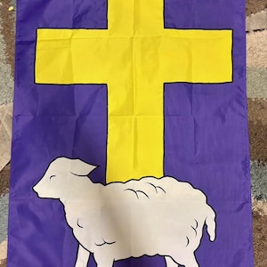 Lamb of God Christian Cross Religious / Easter / Spiritual Large Handmade Decorative Flag SPECIAL DEAL