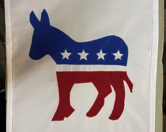 12x18 12"x18" Democratic Party Political Donkey Sleeved w/ Garden Stand Flag 