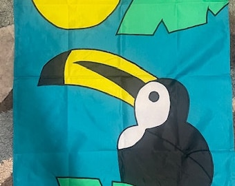 Toucan Bird and Tropical Scene / Palms Large Decorative Flag