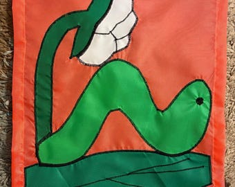 Inchworm Insect and Flower Welcome Garden Mini Flag