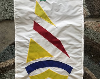 Sailboat Beach / Seashore / Ocean Nautical Welcome Large Handmade Decorative Flag