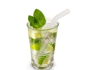 Ice - Glass drinking straw, single, curved (10 x 200 mm)