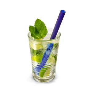 coloured &quot;Ice&quot; glass drinking straw, single, straight (10 x 200 mm)