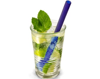 coloured "Ice" glass drinking straw, single, straight (10 x 200 mm)