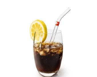 Glass drinking straw "Switzerland", single, 10 x 200 mm, curved