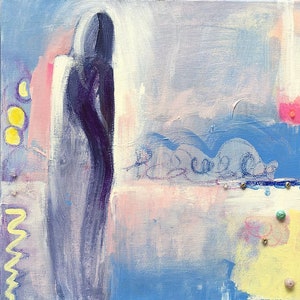 abstract figurative painting - pastel colors - original acrylic on canvas