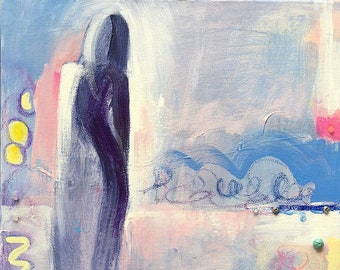 abstract figurative painting - pastel colors - original acrylic on canvas