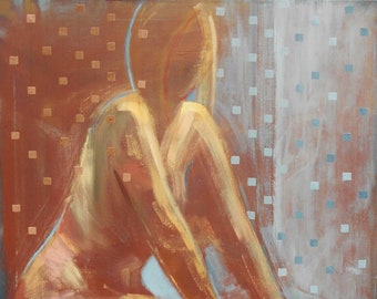 figurative painting - abstract nude painting - original oil - 24"x30"- FREE US SHIPPING