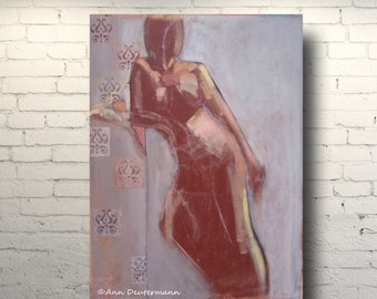 figurative art - nude abstract painting - huge original oil - 30x40 - FREE US SHIPPING