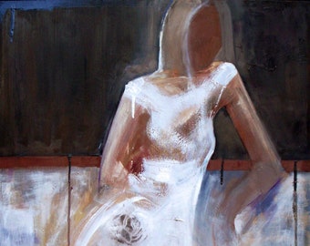 abstract figure painting - huge original oil - 30x40 canvas