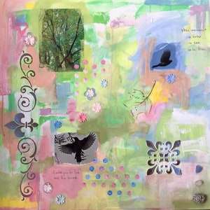 abstract landscape painting - original acrylic and mixed media - 24x24