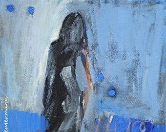 abstract figurative painting, blue, gallery canvas print, Moon Dance', FREE US SHIPPING