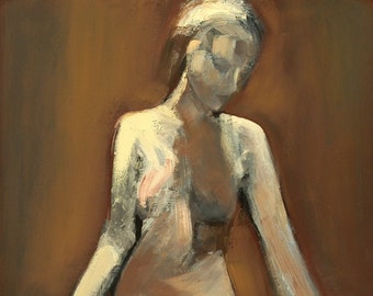 figurative art - abstract nude print - burnt sienna - digital download art