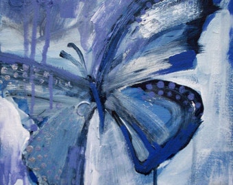 butterfly painting print - blue or purple or green Giclee' - FREE US SHIPPING