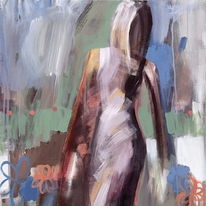 figurative woman painting - abstract blue - Giclee' print - FREE US SHIPPING