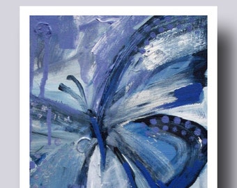 butterfly greeting cards - periwinkle blue print - inspirational - FREE US SHIPPING