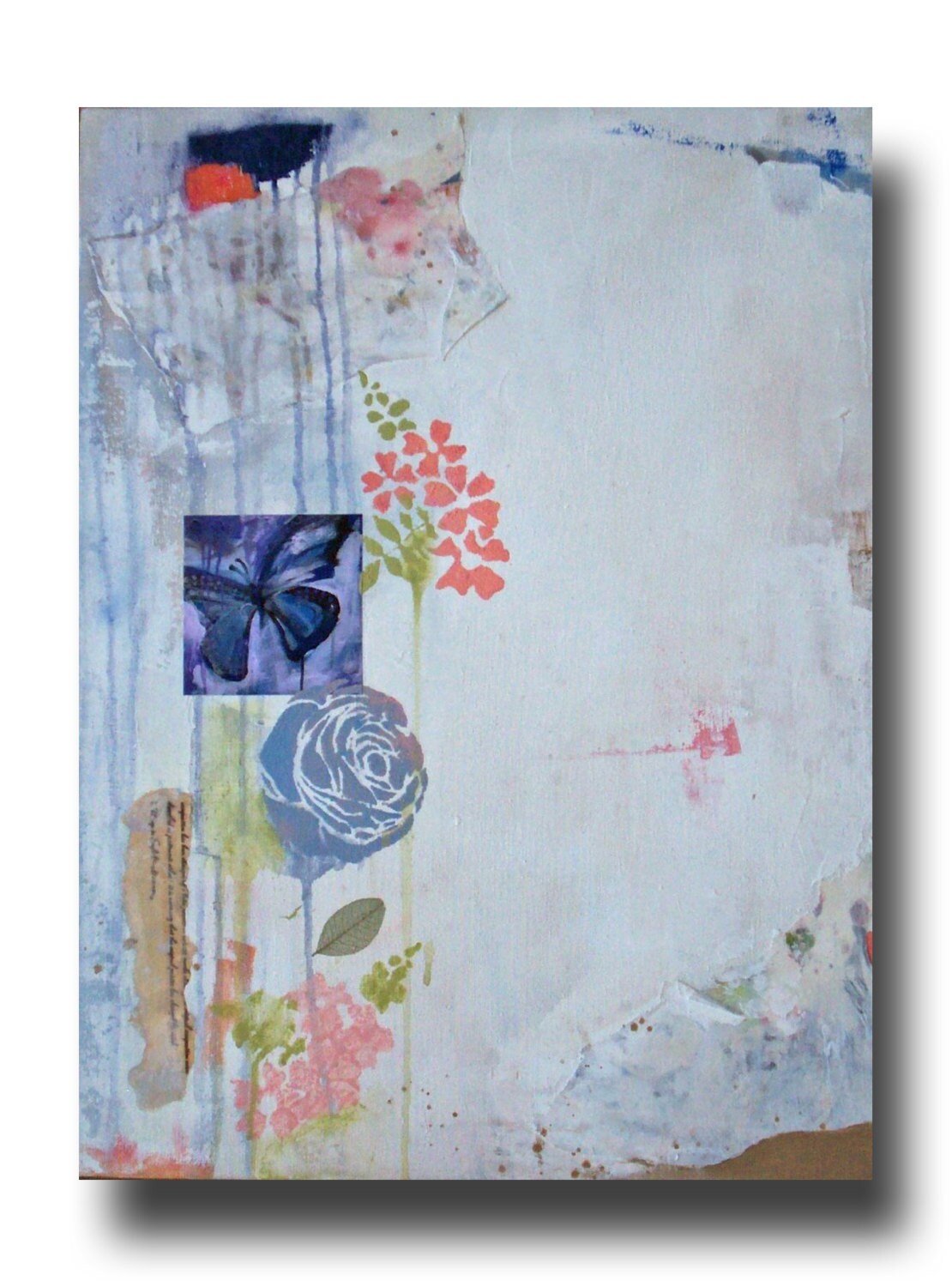 Shabby Chic Decor - Abstract Floral Painting - Original Acrylic and ...
