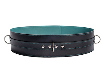 Premium BDSM Waist Belt | Locking Bondage Waist Restraint | Available in Black, Red, Grey, Purple, Teal & Turquoise | Atlas by Oddo Leather