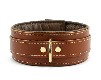 Bdsm Collar Leather Padded Bondage Collar Brown Lambskin Lined Bdsm Collar Submissive Collar oddo leather Fox