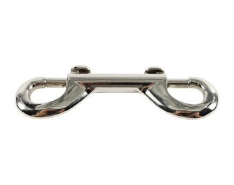 BDSM Double Snap Hook Metal Connector | Nickel & Solid Brass | 3.5 inches | Oddo Leather