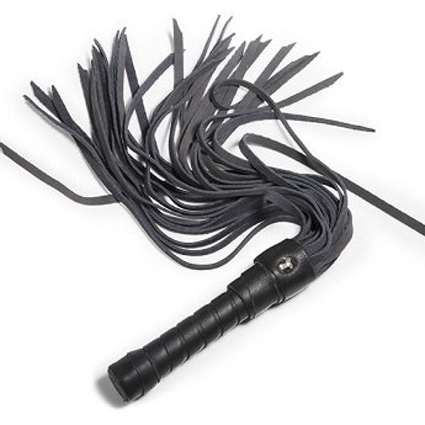 BDSM Black and Grey Suede Leather Bondage Flogger oddo leather