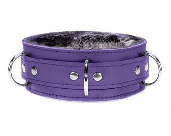 BDSM Collar 2'' Chinchilla Faux Fur Choker Bondage Leather Collar Submissive Collar oddo leather Berlin Oddo leather bdsm collar