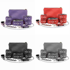BDSM Locking Collar | Leather Submissive Collar | Red, Purple, Black & Grey | Berlin Bondage Collection by Oddo Leather image 6