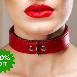 DDLG Leather Bondage Collar | 1in Day Collar | Black, Red, Grey & Purple Options | Kitten Play Collar | Kathleen by Oddo
