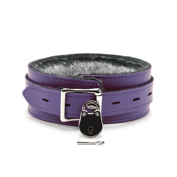 BDSM Locking Collar | Leather Submissive Collar | Red, Purple, Black & Grey | Berlin Bondage Collection by Oddo Leather