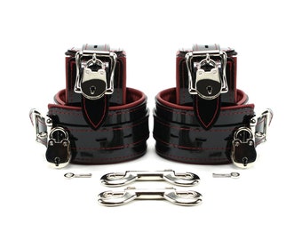 2'' Lockable Vegan BDSM Cuff Set | Leather BDSM Restraints | Roma by Oddo Leather