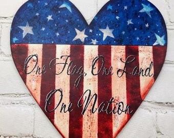 stars and stripes heart wreath attachment, patriotic sign, 4th of July sign, interchangeable welcome insert